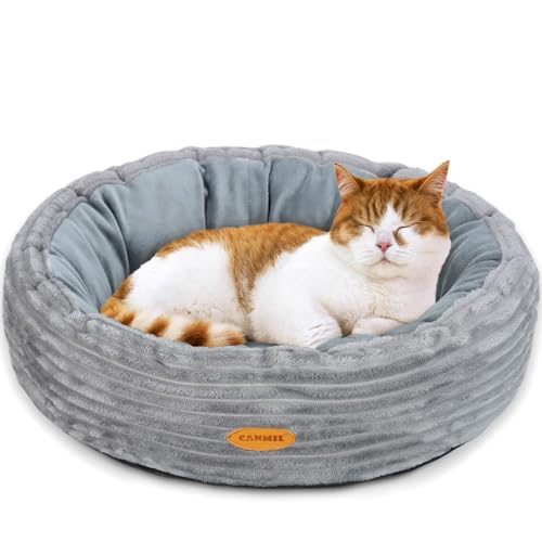 Cat Bed, Fluffy Donut Kitten Bed for Cats and Small Dogs, Washable Round Pet Bed, Indoor Use