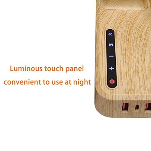 Wood Led Desk Lamp With 3 Usb Charging Ports,1 Ac Outlet,2 Pen Holders,3 Color Temperatures 3 Brightness Levels,Touch/Memory/Timer Function,10W Eye Protection Foldable Reading Light Lamp For Students #TOP6