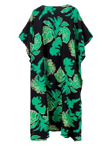 Image of Moss Rose Kaftan Dresses for Women V Neck Summer Swimsuit Cover up Caftan Maxi Beach Dresses