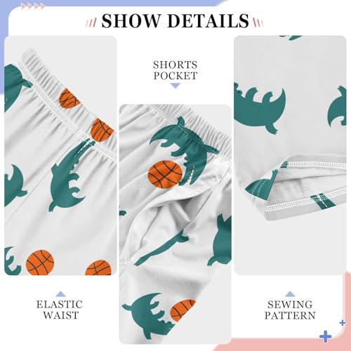 ZZXXB Crocodile and Basketball Boys Long Pants Soft Trousers Elastic Waist Kids Lounge Bottoms with Pockets S-XL4