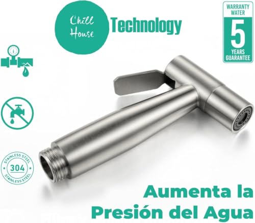 Miniatura 3 de Chill House Grifo Bidet Para Wc En Acero Inox Aisi 304 - Ducha Higienica Para Wc Con Manguera Bidet 1.5m Y Conexión De 1 2 . Incluye Soporte De Montaje Pared O Cisterna Para Inodoro Completo.