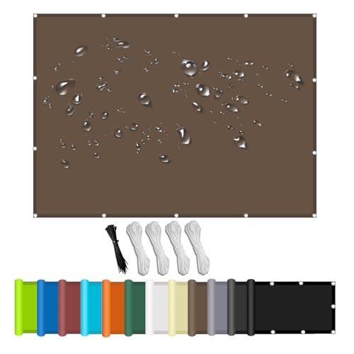 Sonnensegel Wasserdicht Rechteckig mit ösen, Viele Größe und Farben, 95% UV-Schutz und Wind,160g/m²,100% Polyester,für Garten Innenhof Outdoor Terrasse Balkon Taupe 1x1.2m