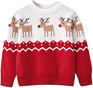 LovelyAngel Baby Reindeer Christmas Clothes Toddler Infant Baby Girl Boy Cute Long Sleeve Christmas Knitted Sweater Pullover Tops Autumn Winter Warm Outfits Toddler Sweatshirts