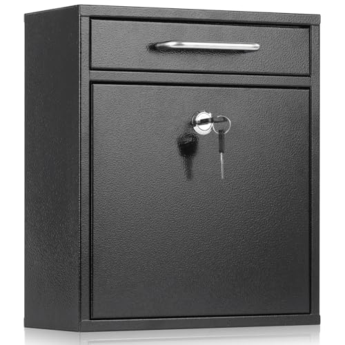 xydled Steel Mailbox Wall Mount, Medium Locking Mailbox with Key