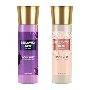 Be’llaVita Luxury Date & Glam Body Spray Mist Perfume Combo with Long Lasting Refreshing Floral & Fruity Fragrance Scent of Pink Pepper for Women, 150 ML Each