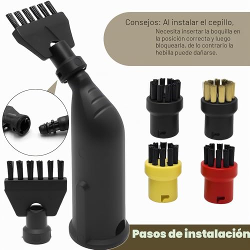 Miniatura 3 de 12pcs De Accesorios De Limpieza De Vapor Para Kärcher Easyfix Sc1 Sc2 Sc3 Sc4, Juego De Piezas De Repuesto Con Boquilla Extendida, Cepillo Redondo,Cepillo Para Juntas, Paños De Microfibra