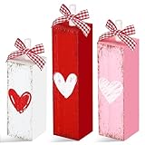 Geetery バレンタインデーテーブルブロックデコレーション 秋 ティアードトレイ 装飾 木製卓上サイン ファームハウス センターピース バレンタインデー/結婚/記念日/パーティートレイ 自宅用 (ハートスタイル), LEC-GEETERY-1895