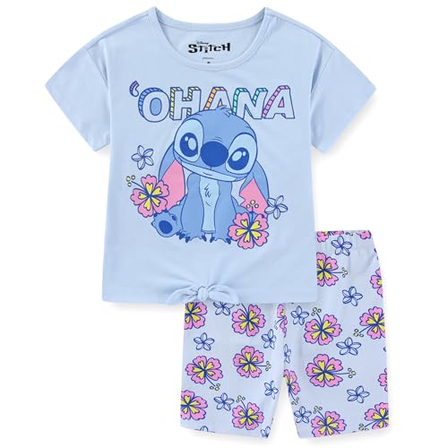 Disney Lilo & Stitch Girls Short Sleeve T-Shirt and Bike Shorts Set for Big Kids