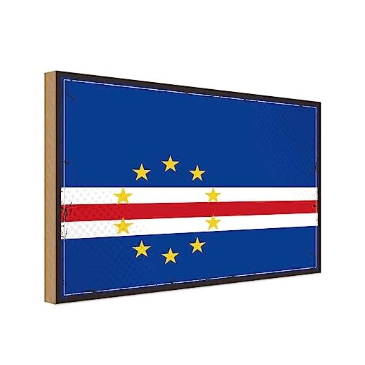 vianmo Cartel de madera 12x18 cm Kap Verde Flag Cape Verde Deco Regalo Madera Letrero