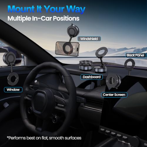 Image of Jikasho Magnetic Phone Holder for Car, Suction Cup Phone Mount for Magsafe | 360 Adjustable Vacuum Car Phone Mount, Hands-Free Phone Holders for Your Car for iPhone 17 Pro Max 16 15 14 13 12 Air Plus