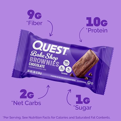 Quest Nutrition Bake Shop, Chocolate Brownies, 10g Protein, 2g Net Carbs, 1g Sugar, 4 Count