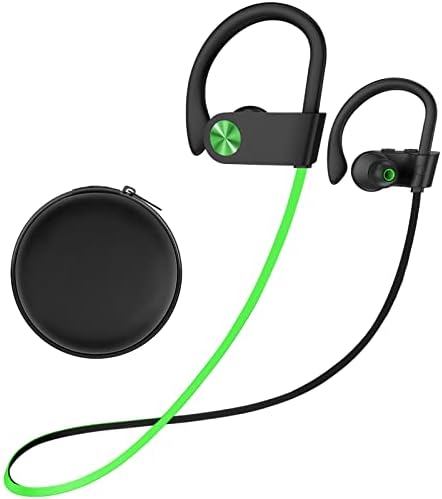 Stiive Bluetooth Headphones, Wireless Sports Earbuds IPX7 Waterproof with Mic, Stereo Sweatproof in-Ear Earphones, Noise Cancelling Headsets for Gym Running Workout, 15 Hours Playtime - GreenBlack