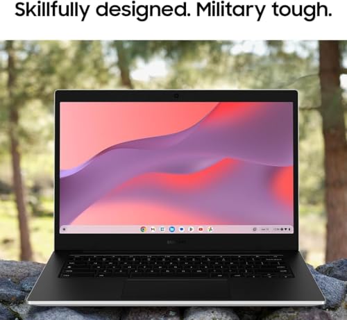 Image of Samsung 14 inch Galaxy Chromebook Go Laptop PC Computer, Intel Celeron N4500 Processor, 4GB RAM, 576GB Storage Space (64GB eMMC + 512GB External Drive), ChromeOS, Student Laptop, Silver