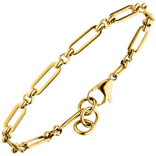 Jobo Damen Herren Armband Paperclip Edelstahl goldfarben 20 cm