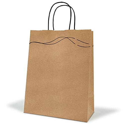50 Pcs Designer Paper Bags With Handles - High-End Look & Cool Design - Small Gift Bags Bulk- 8.25X4.25X10.5 - Thick & Sturdy Brown Paper Bags With Handles Bulk - Kraft Paper Bags - Brown Gift Bags Bulk, Shopping Bags, Craft Bags, Gift Bag #TOP7