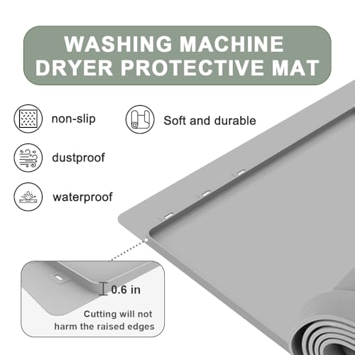 Mofason 2 PCS Washer and Dryer Covers for The Top, Silicone Washer Dryer Top Protector Laundry Room Accessories - Waterproof Dryer Top Protector Mat for Laundry Kitchen and Home - Slate Gray - Thumbnail 6