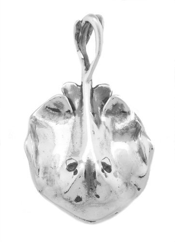 LGU Sterling Silver Oxidized 3D Round Stingray Sting Ray Charm