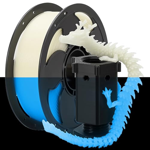 Glow Blue in The Dark 1.75mm PLA Filament, Luminous Blue Bright 3D Printer Filament, 1kg (2.2lbs) Spool 3D Printing PLA Filament Rod Fit Most FDM Printer