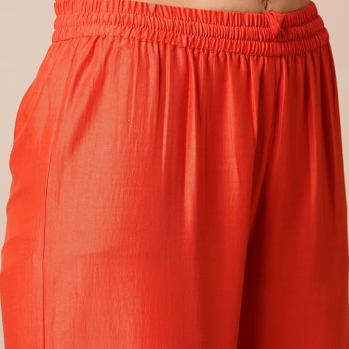 Image of Globus Women Kurta Set (GS568602 Orange S)