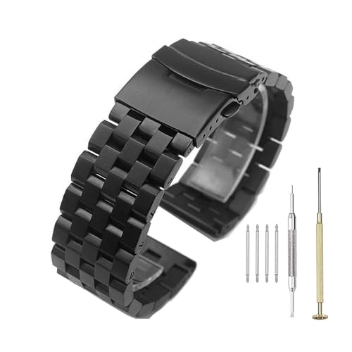 Image of Kai Tian Stainless Steel Watch Band 20 21 22 24 26 18mm for Men Women Solid Watch Bracelet Strap with Deployment Double Lock Black Silver Blue Grey Rose gold