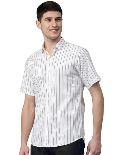 Image of U TURN Men's Striped Slim Fit Half Sleeves Casual Shirt