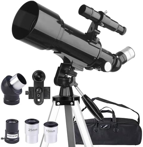 Misilmp Teleskop, inkl. Linsen, Handyhalterung, Tragetasche 70mm Aperture 400mm Refraktor Teleskope für Anfänger & Kinder, Tragbares Stativ Astronomie Erwachsene Fernrohr Telescope