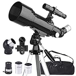 Misilmp Astronomy Telescope for Adults, Astronomical Telescopes 70mm Aperture 400mm Portable Refractor Taking for Outdoor Telescopes with Tripod, Phone Holder & Carry Bag for Kids Beginner (Black)
