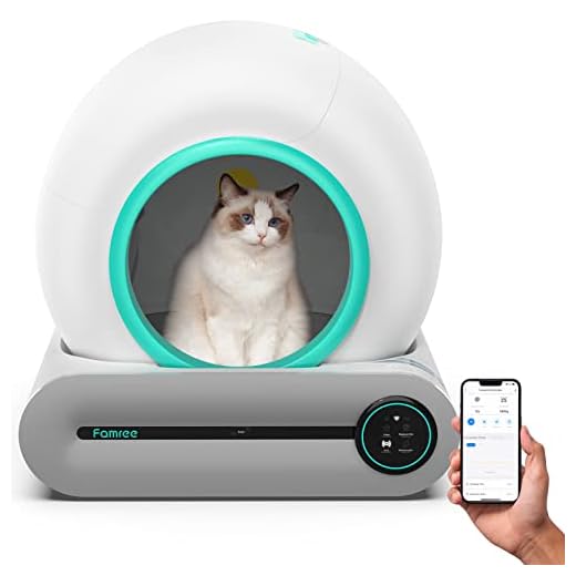 Famree FAHC008, zelfreinigende kattenbak met app-controle en 65 l + 9 l grote capaciteit, Smart Health Monitor, compatibel met alle kattenrassen, turquoisegroen
