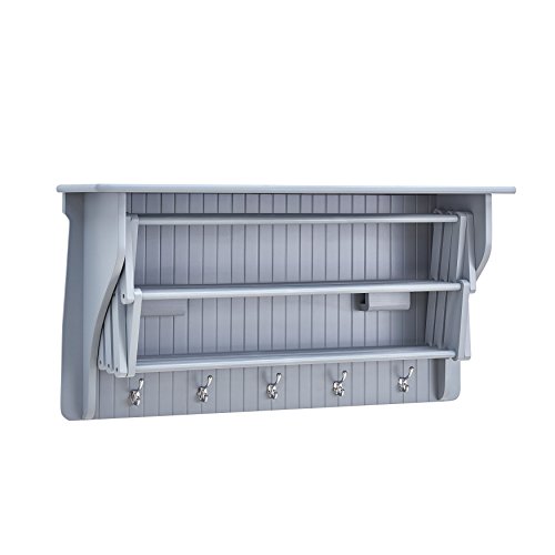 Danya B. Wall Mount Retractable Accordion Drying Rack–Great for Bathroom or Laundry Room –Light Gray by Danya B - Image 2