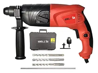 IBELL Rotary Hammer Dril RH20-25, 500W, Copper Armature, SDS Plus Chuck 20mm, 850 RPM, Impact Energy 1.5J, 2 Functions with Vibration Control (Red)