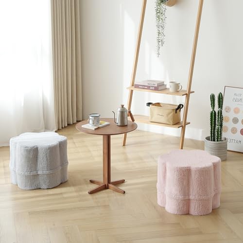 Tiita Pink Floral Pouf Ottoman, Foot Stool with Foam Filling