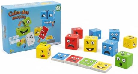Cubo das Emoções, Jogo Educativo com 16 Blocos Coloridos e 54 Car...
