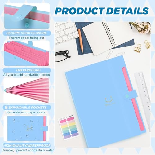 Image of Corslet Expanding File Folder, 5 Pockets Accordion A4 Letter Size Paper Receipt Document Document Organizer Bag Accordian Filing Folder for Classroom, Home Office and Travel File Folders for Documents