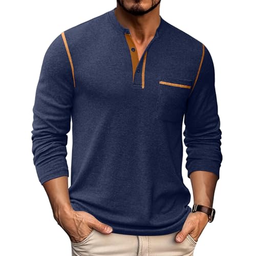 COOFANDY Men's Henley Long Sleeve Shirts Casual Button T-Shirt Pullover Basic Tees with Pocket