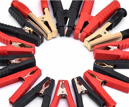 Fielect 2Pcs 600A Heavy-Duty Insulated Alligator Clips Battery Cable Clips Battery Crocodile Electrical Test Clamps Battery Charger Clamp For Car Auto Vehicle Boat, Red And Black #TOP5