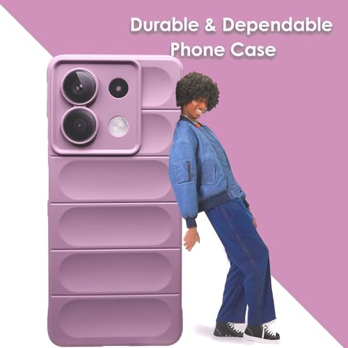 Image of A rtistque Liquid Silicone Stripes Back Cover Case for Mi Redmi Note 13 5G | with Camera Protection | with Inner Fabric | Anti Slip Grip | AirBag Case - Purple