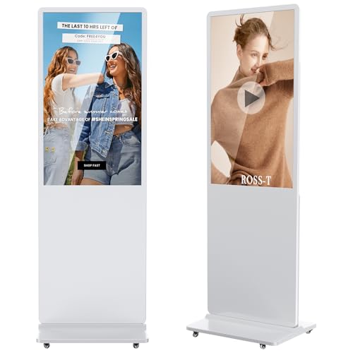 Image of JIYANG 43 Inch Digital Signage Display, Indoor Floor Standing Advertising Display Kiosk Android System,Commercial LCD Totem Support HDMI-in,Free Customization Stickers and Lifetime CMS System(White)