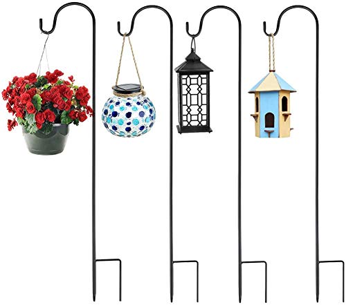 Preisvergleich Produktbild 6Pcs Schäferhaken, Metall-Gartenstecker mit Haken für Solarleuchten, Laternen, Weihnachtsbeleuchtung, Hochzeiten, Pflanzkörbe, Blumenkugel(120cm)