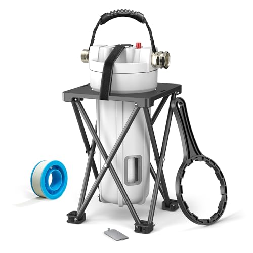 Image of 4-Stage RV Water Filter with Visible Cartridge Life Window 7K Gal Capacity