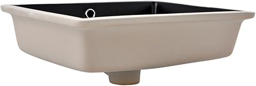 Miniatura 8 de Fregadero de baño rectangular de 20 x 15 pulgadas, color negro, de porcelana, cerámica, arte moderno, lavabo bajo encimera con desbordamiento