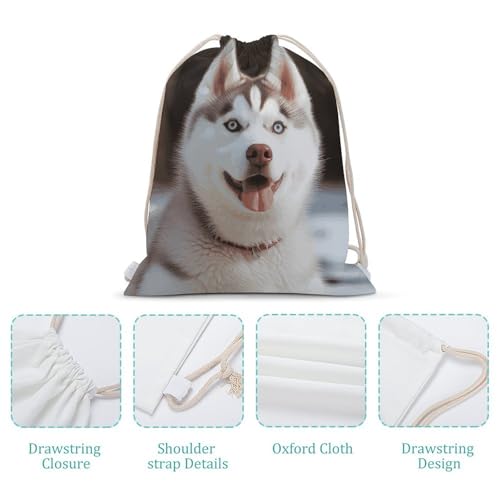 Canvas Drawstring Backpacks Husky Piquant Dog Sports Gym Pull String Bags Lightweight for Men Women4