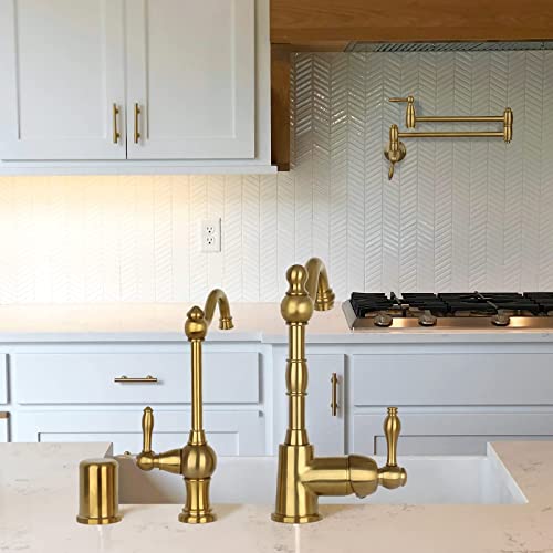 Brushed Gold Brass Kitchen Water Filter Faucet Lead-Free Drinking Water Faucet Only For Cold Or Hot Water Fits Most Reverse Osmosis Units Or Water Filtration System In Non-Air Gap - Brushed Gold Brass #TOP7