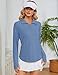 LOMON Womens Workout Tops Long Sleeve 1/4 Zip Uv Sun Protection Quick Dry Hiking Athletic Shirts Rash Guard Upf50+（Haze Blue,S）