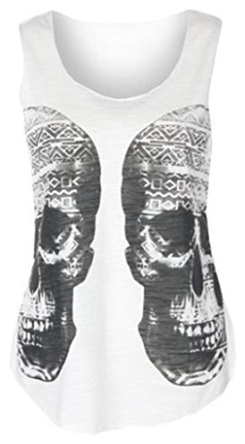 Womens Double Aztec Skull Vest Top (Mtc) (8/10 (uk 12/14), White)