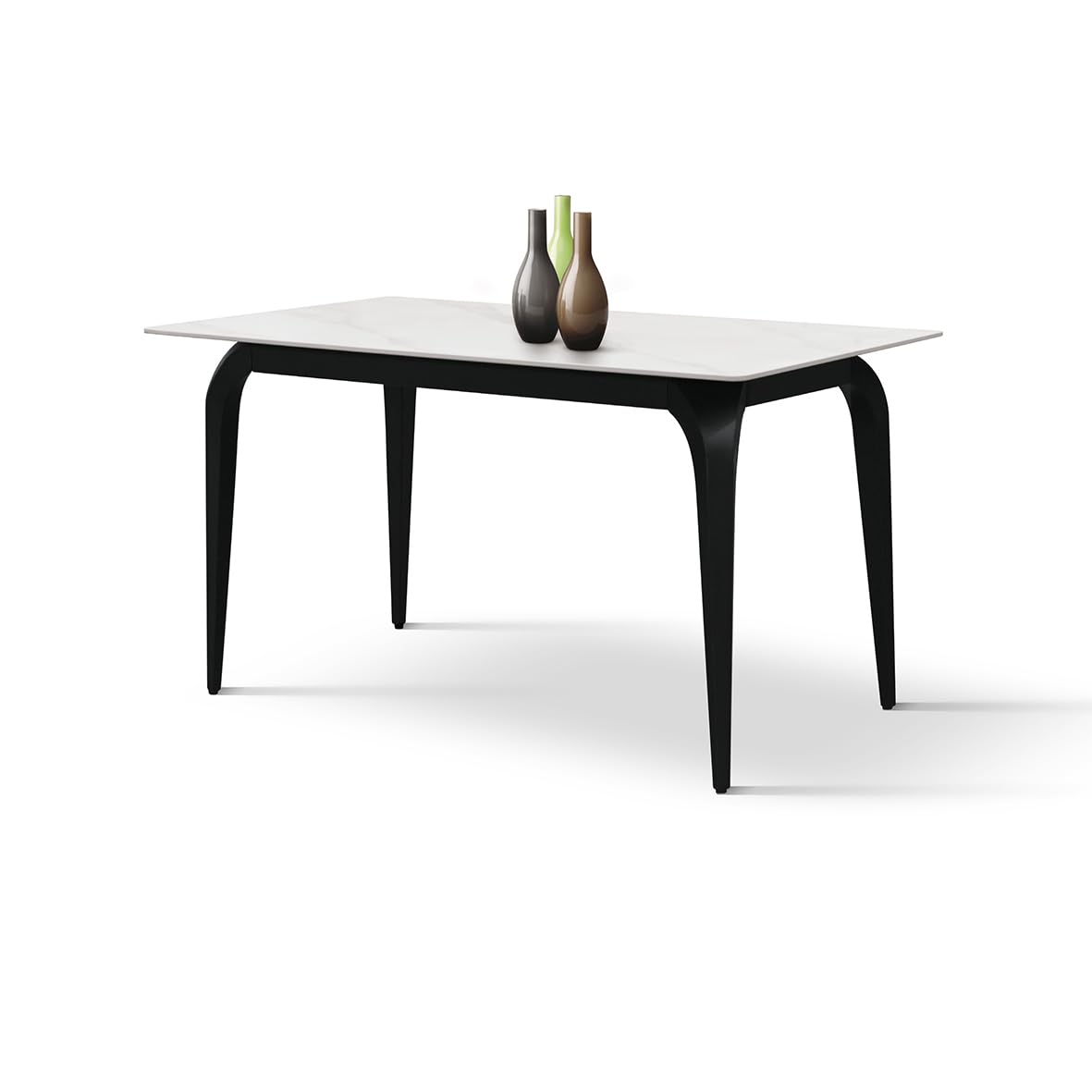 PAZZO DESIGN Tavolo Fisso Evelin, Piano Ceramica Bianco, Gambe in Metallo Nere, Cucina, Salotto, Ceramica, 140 x 80 x h76 cm - id_2299