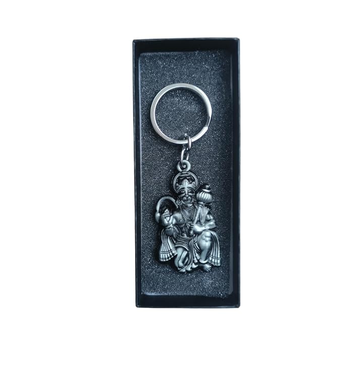 Porte-clés Lord Hanuman Ji double face métal gris multicolore Medium - 2