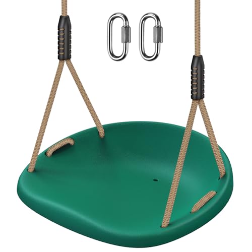 Image of SELEWARE Heavy Duty Swing Seat for Adults Kids Tree Swing with Weather Proof Ropes Swing Set Accessories for Backyard Patio Garden Playground, Height Adjustable Green