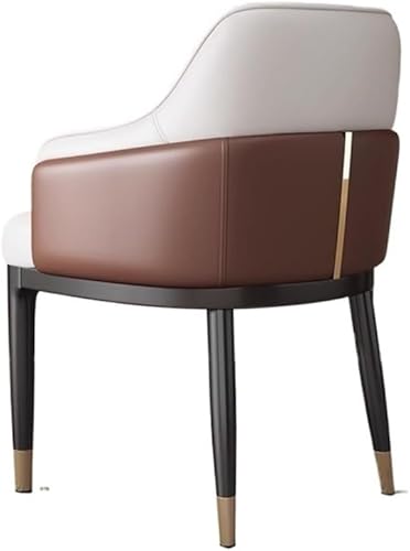 Sillas de comedor, Century Modern sillas de comedor con brazos, asiento de cuero y patas de metal, sillas para comedor (marrón)