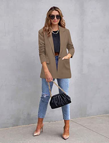 Image of CRAZY GRID Womens Casual Blazer Jacket Long Sleeve Open Front Work Office Blazer Lapel Button Jacket
