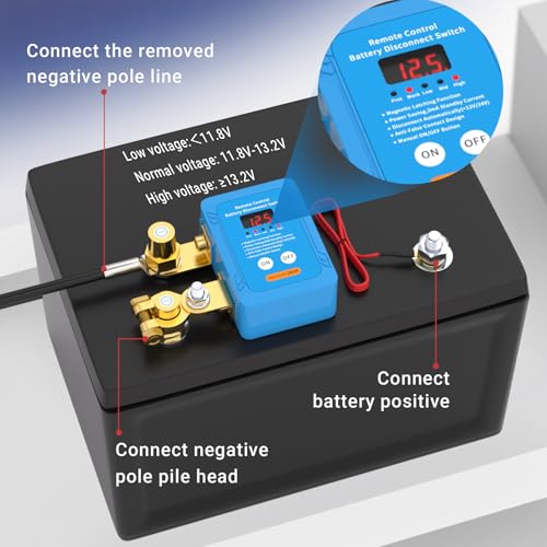 Image of APIELE Remote Battery Disconnect Switch 12V 240A Kill Switch for Car, Anti-Theft Prevent Battery Drain, Smart Battery Cut Off Switch for Auto, RV, Truck, Boat (Led Voltage Display)
